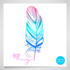 Abstract illustration with a feather. Vector.