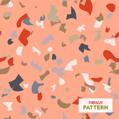 Terrazzo flooring vector seamless pattern in colors. Texture of classic italian type of floor in Venetian style composed of natural stone, granite, quartz, marble, glass and concrete