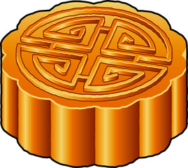 A baked Chinese moon cake with a fluted golden pastry shell and a sweet filling.