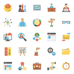 
Coloured Flat Icons Set Of Project and Management theme
