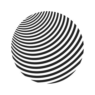 Black lines that makes an abstract striped sphere