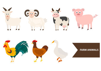 Farm animal collection set vector illustration