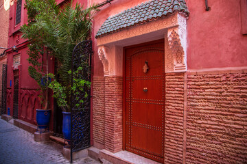 Colored streets of Marrakesh. Old Town - Medina.