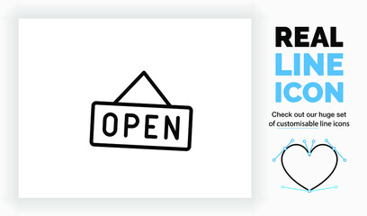 Editable line icon of a open sign