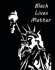 Black Lives Matter protest banner hands holding. Human right of black people in USA. Vector sketch, Hand drawn illustration