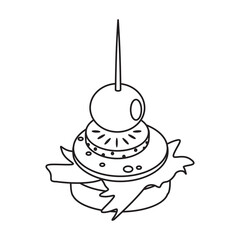 Canape of appetizer vector icon.Line vector icon isolated on white background canape of appetizer.