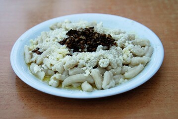 Greece, Karpathos island, traditional Makarounes pasta at the village of Olympos.