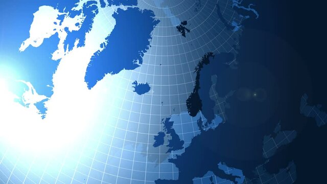 Norway. Zooming into Norway on the globe.