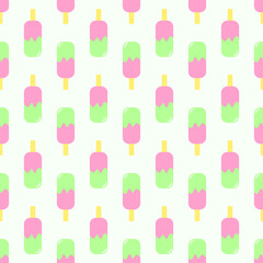 Vector seamless pattern of ice cream. Ice cream with fruit juice. Popsicle on a stick