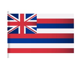 Waving Hawaii Flag isolated on a white background. Vector Illustration. Use For Brochures, printed materials. Important Independence Day. Hawaiian background.