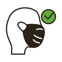 man using face mask line duo color style icon