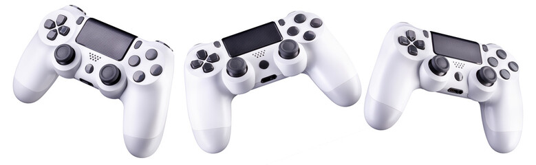 Set of white video game joysticks gamepad isolated on a white background © Vasyl Onyskiv