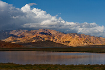 Tajikistan. High-altitude desert lake Bulunkul on the North-Eastern section of the Pamir highway.