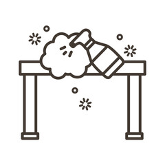 disinfected surface of table with spray bottle line style