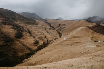 the view on Kazbegi mountains