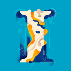 Abstract I letter design made of various liquid shapes in color. Vector illustration.