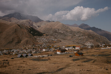 the view on Kazbegi mountains