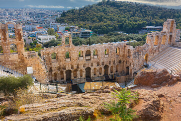 Odeon of Herodes Atticus on acropolis hill in Athens