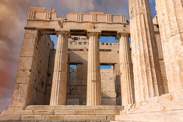 Parthenon temple on the Acropolis of Athens, dedicated to the maiden goddess Athena