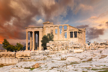 Caryatids on Acropolis Hill near Parthenon in Athens