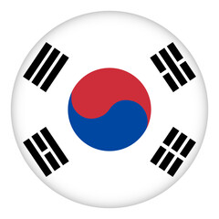 Flag of Korea round icon, badge or button. Korean national symbol. Template design, vector illustration.