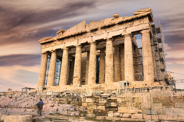 Parthenon temple on the Acropolis of Athens, dedicated to the maiden goddess Athena