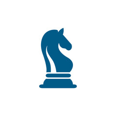 Chess Knight Blue Icon On White Background. Blue Flat Style Vector Illustration