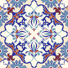 Seamless turkish colorful pattern. Vintage multicolor pattern in Eastern style. Endless floral pattern can be used for ceramic tile, wallpaper, linoleum, textile, web page background. Vector