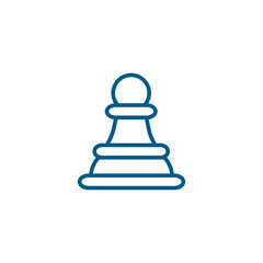 Chess Pawn Line Blue Icon On White Background. Blue Flat Style Vector Illustration