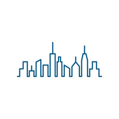 Cityscape Line Blue Icon On White Background. Blue Flat Style Vector Illustration