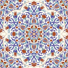 Seamless colorful pattern with mandala. Vintage decorative element. Hand drawn pattern in turkish style. Islam, Arabic, Indian, ottoman motif. Vector illustration