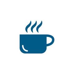Coffee Cup Blue Icon On White Background. Blue Flat Style Vector Illustration