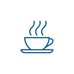 Coffee Cup Line Blue Icon On White Background. Blue Flat Style Vector Illustration