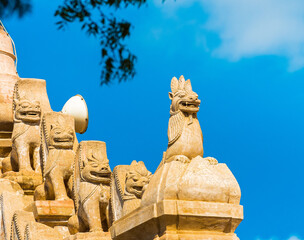Fototapeta premium Beautiful view of Lions at the Ananda Temple in Bagan, Myanmar.
