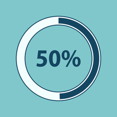 progress bar, loading percentage, fifty percent, vector illustration 