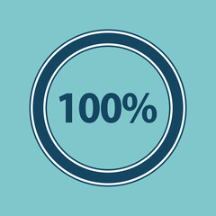 hundred percent, progress bar, loading percentage, vector illustration 