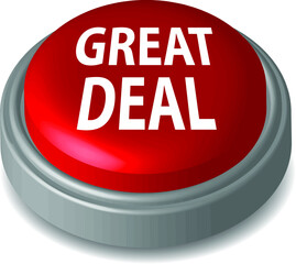 great deal red button, vector illustration