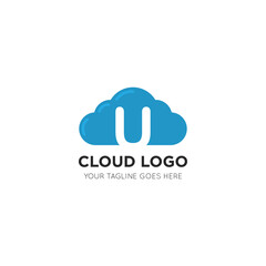 initial leter u cloud logo and icon vector illustration design template