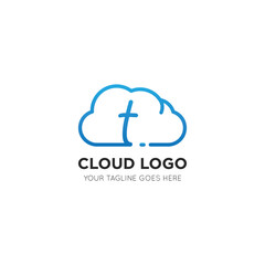 initial leter t cloud logo and icon vector illustration design template