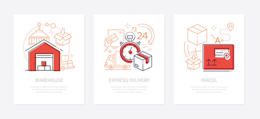 Logistics concept - line design style banners set