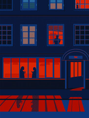 House  with window in the night. Vector eps10 illustration 