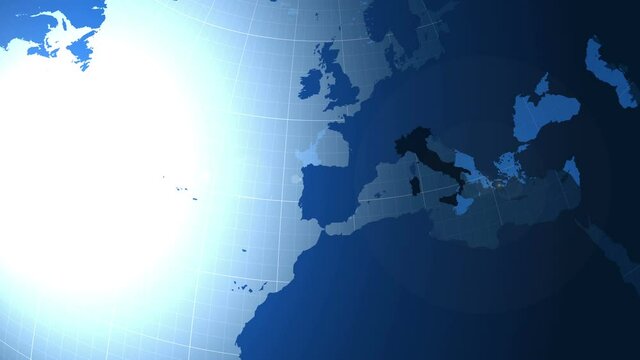 Italy. Zooming into Italy on the globe.