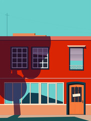 Vector illustration of a building with closed shop on the fist level . EPS 10