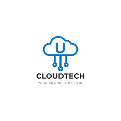 initial leter u cloud logo and icon vector illustration design template