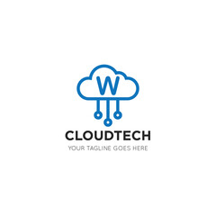 Fototapeta premium initial leter w cloud logo and icon vector illustration design template