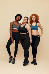 Body Positive. Diversity Women With Different Figure And Size Portrait. Group Of International...