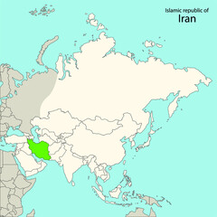 islamic republic of iran, persia, map of asia continent