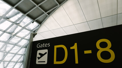 airport gate sign at departure hall