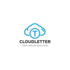 Obraz premium initial leter t cloud logo and icon vector illustration design template