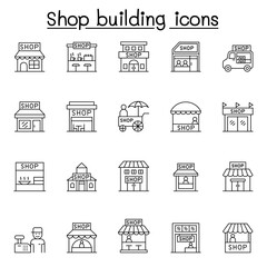 Shop icons set in thin line style